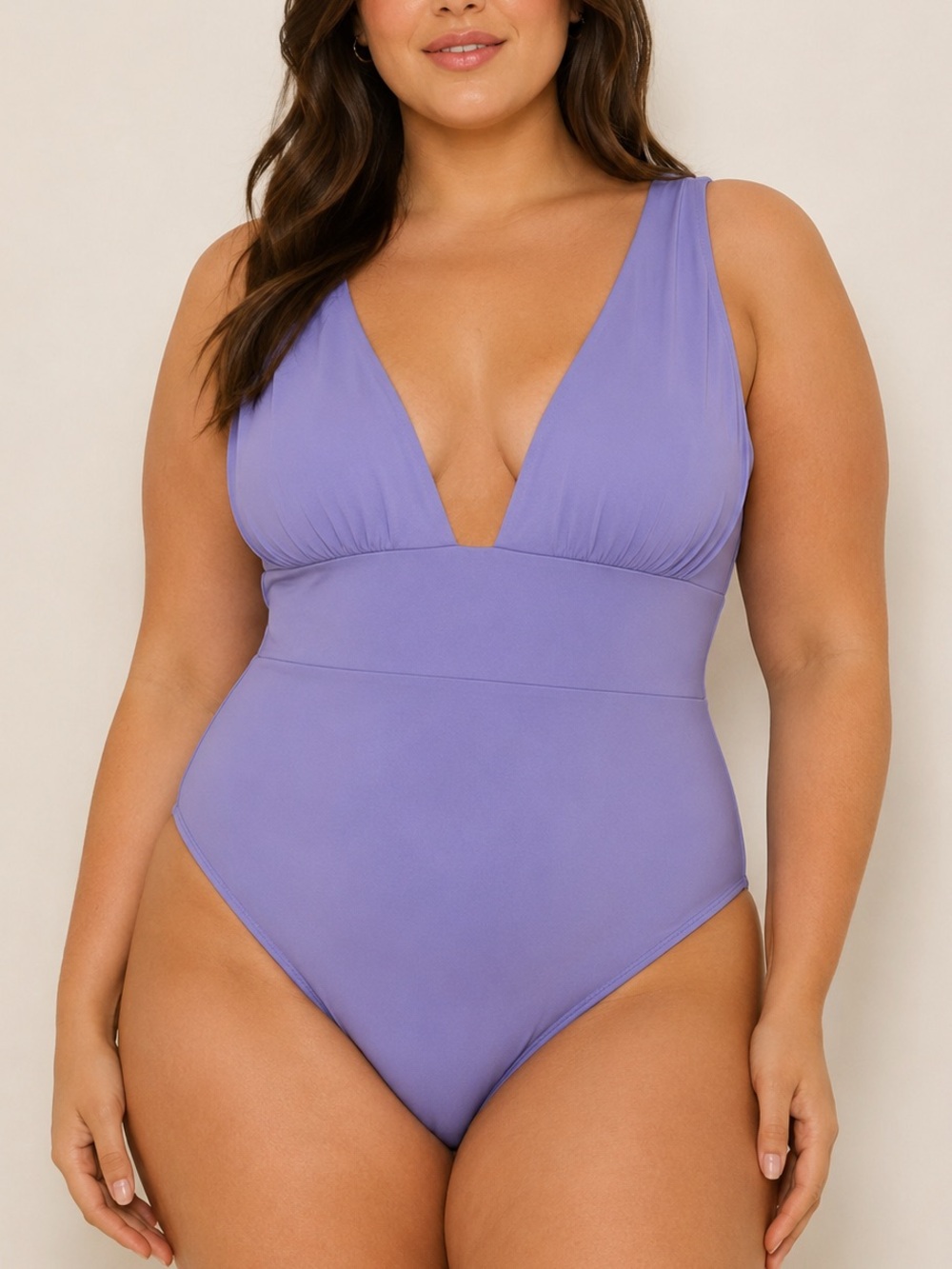 Andie Mykonos One Piece LT Lavender Plunge Swimsuit Tall